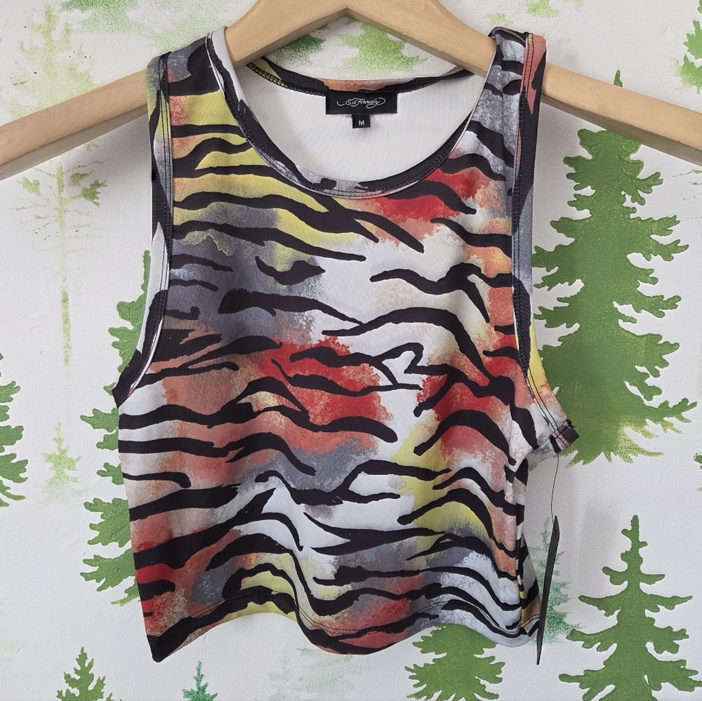 Ed Hardy Multicolor Animal Print Crop Top